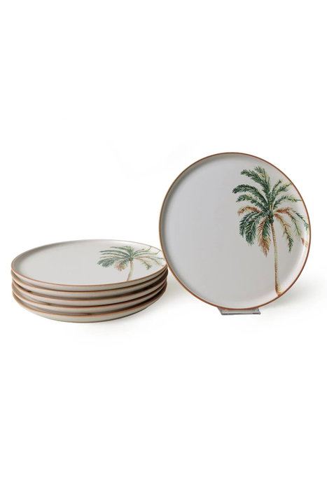 Hermia Juego de Platos de Servicio de Cerámica Blanca, 6 Piezas de 28 cm